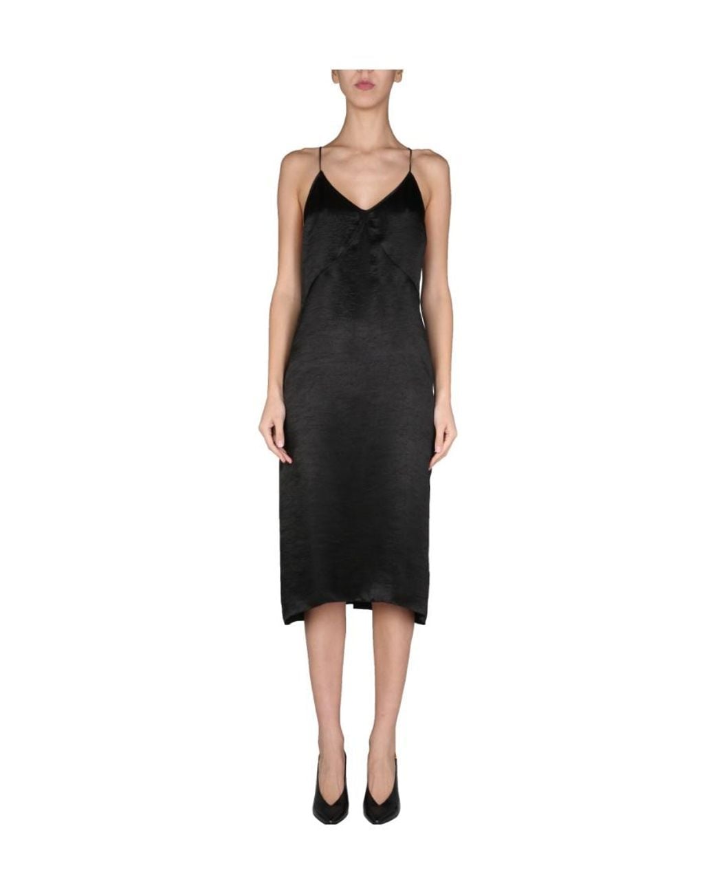 DSquared² Black Undervest V-Neck Midi Dress