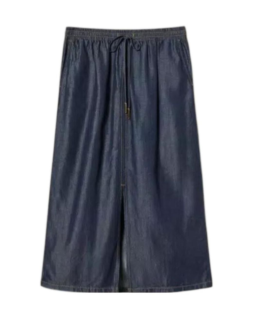 Twinset Blue Chambray Midi Skirt