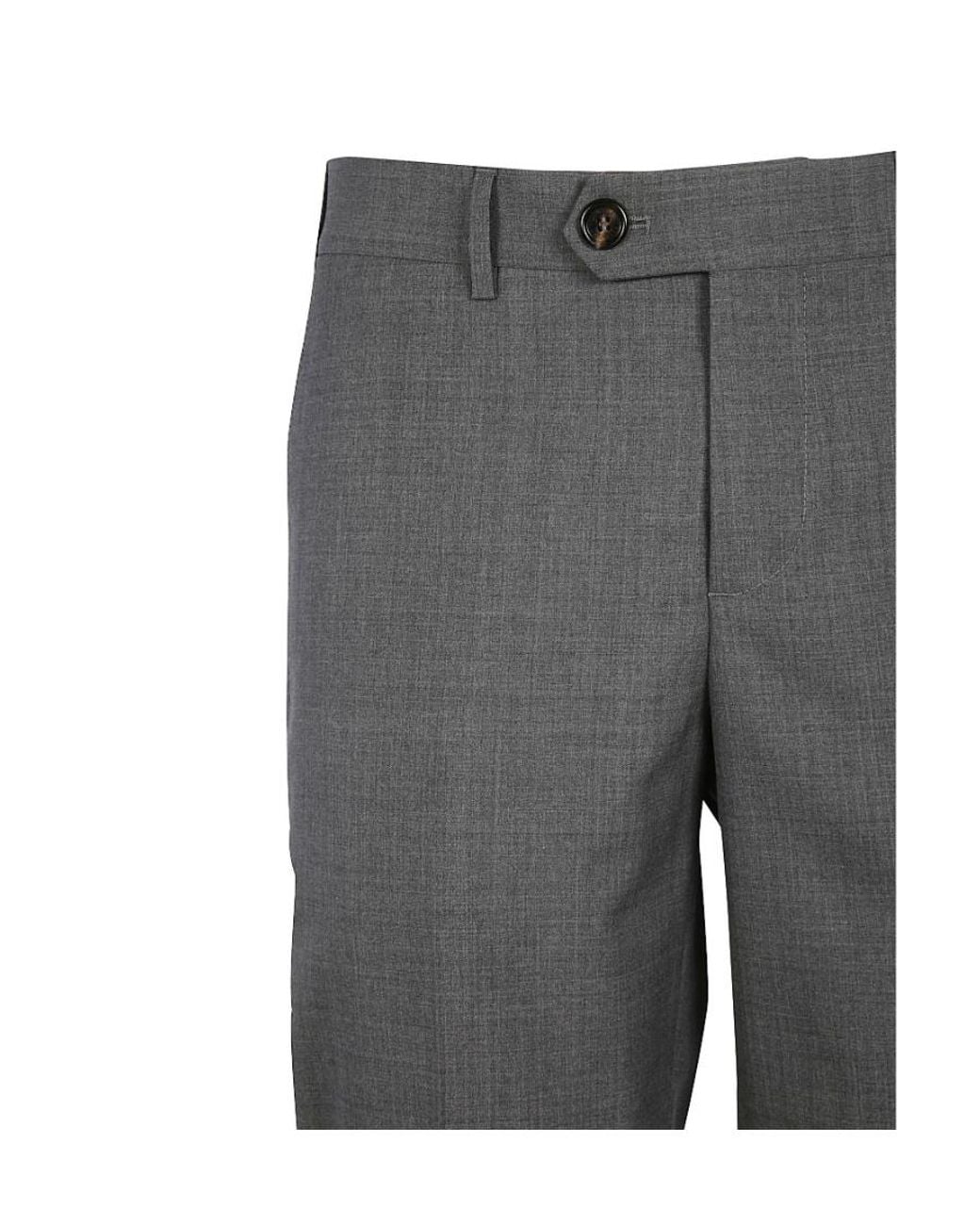 Brunello Cucinelli Gray Mid-Rise Straight-Leg Wool Casual Trousers for men