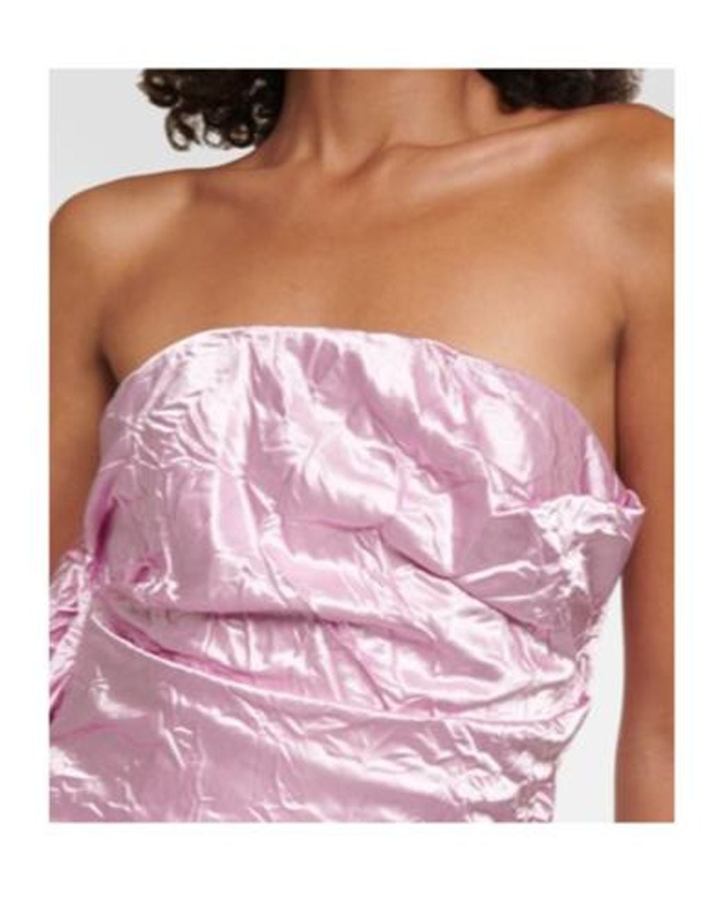 The Attico Pink Strapless Satin Minidress
