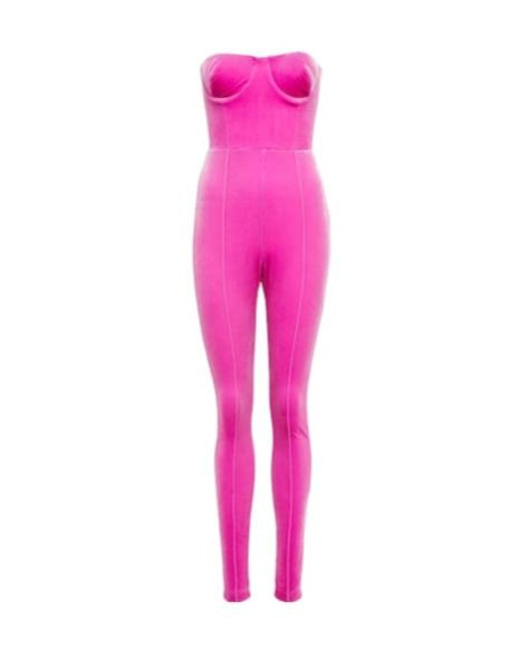 Alex Perry Pink Strapless Velvet Jumpsuit