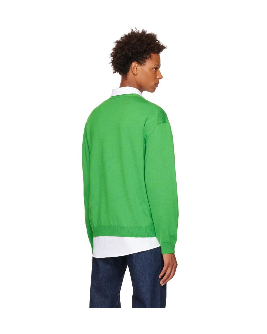 KENZO Green Logo Embroidered Crewneck Sweater for men
