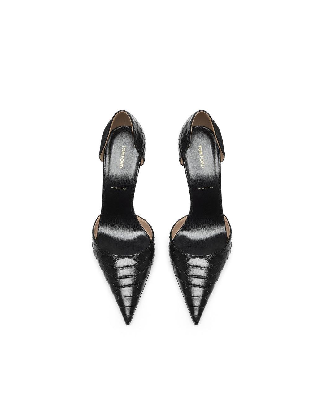 Tom Ford Black Semi Shiny Printed Python Spire D'Orsay Pump