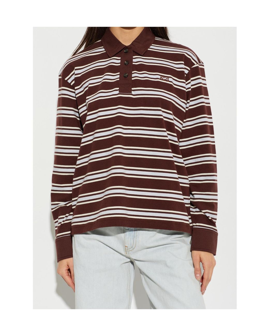 Rag & Bone Red Striped Long Sleeve Polo T-Shirt
