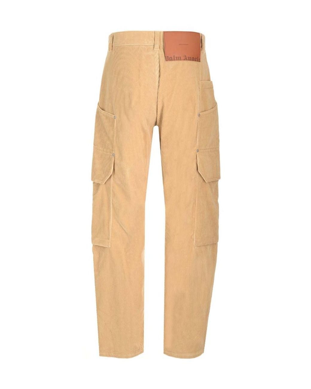 Palm Angels Natural Carrot Fit Corduroy Cargo Pants for men