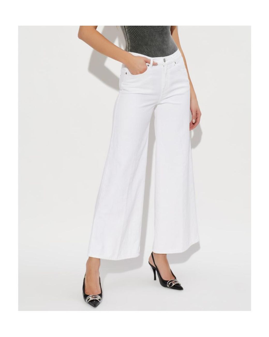 DIESEL White D-Akemi Pleated Flared Jeans