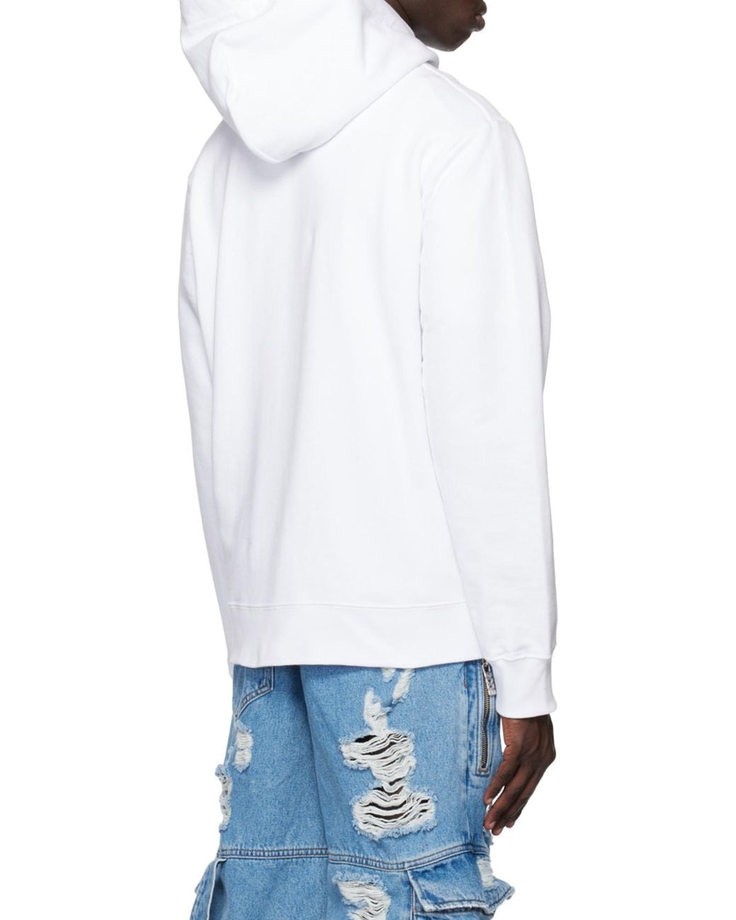 Gcds White Weirdo Drawstring Hoodie for men