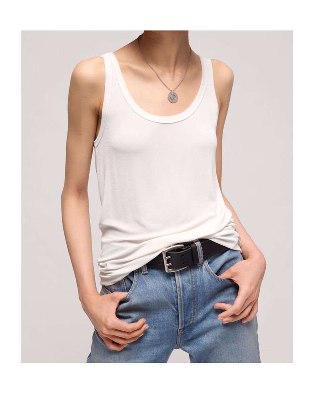 Gucci White Stretch Rib Jersey Tank Top With Tag