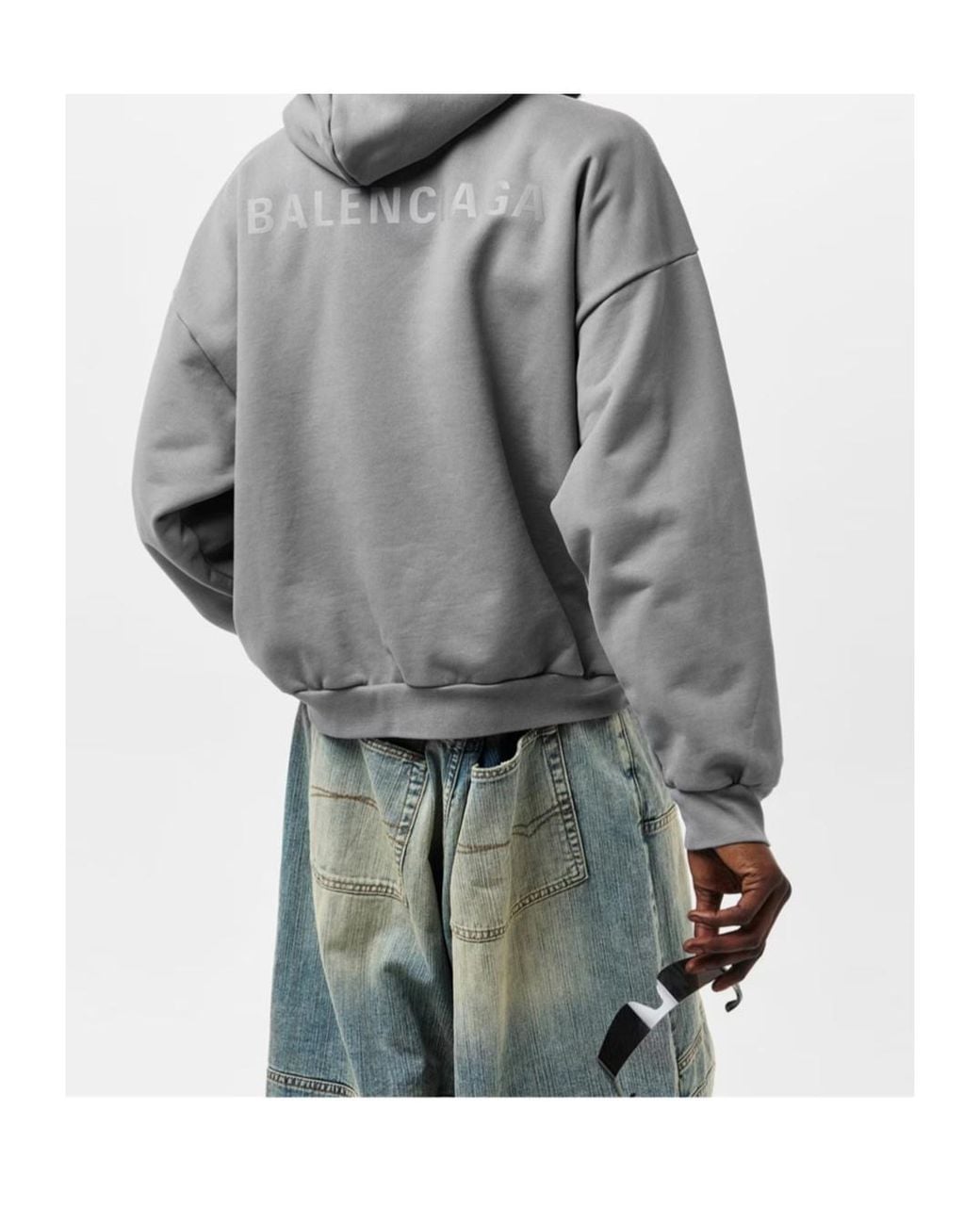 Balenciaga Gray Logo Hoodie for men