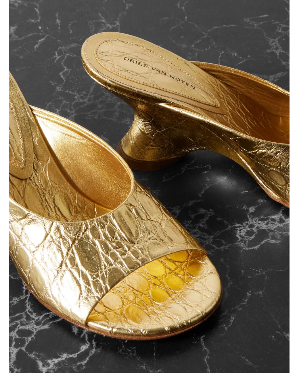 Dries Van Noten Natural Curved Wedge Mules