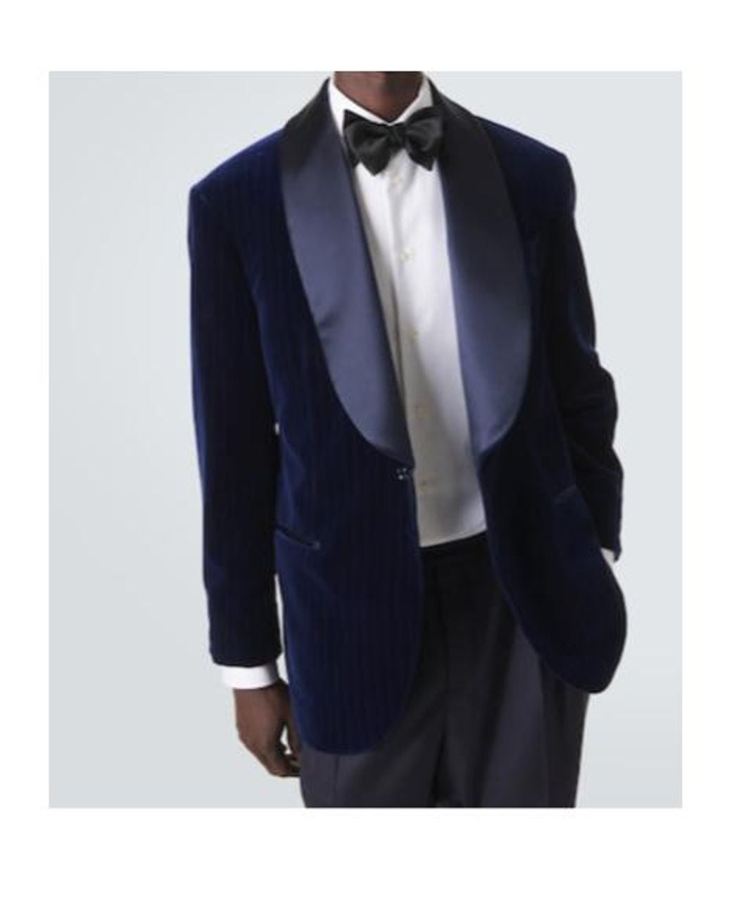 Brunello Cucinelli Blue Pinstripe Cotton Velvet Tuxedo Jacket for men