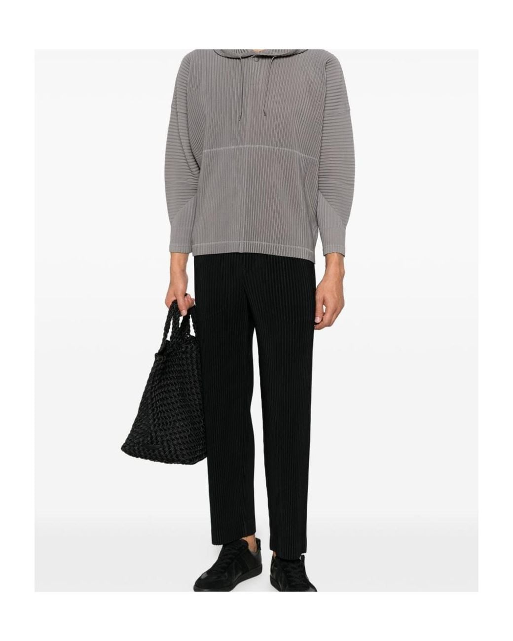 Homme Plissé Issey Miyake Black Pleated Casual Trousers for men