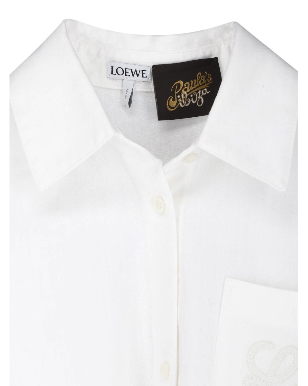 Loewe White Anagram Crochet Embroidered Shirt