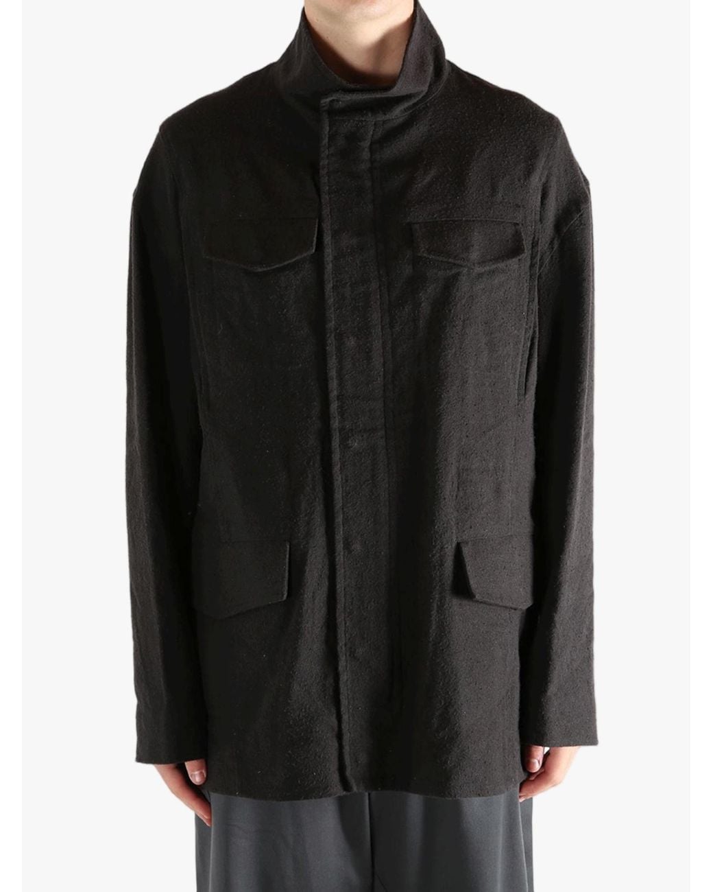 Omar Afridi Black High-Neck Multi-Pocket Jacket for men