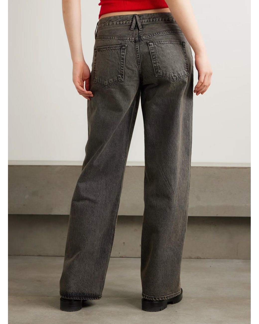 SLVRLAKE Denim Gray Lexi Low-Rise Wide-Leg Jeans