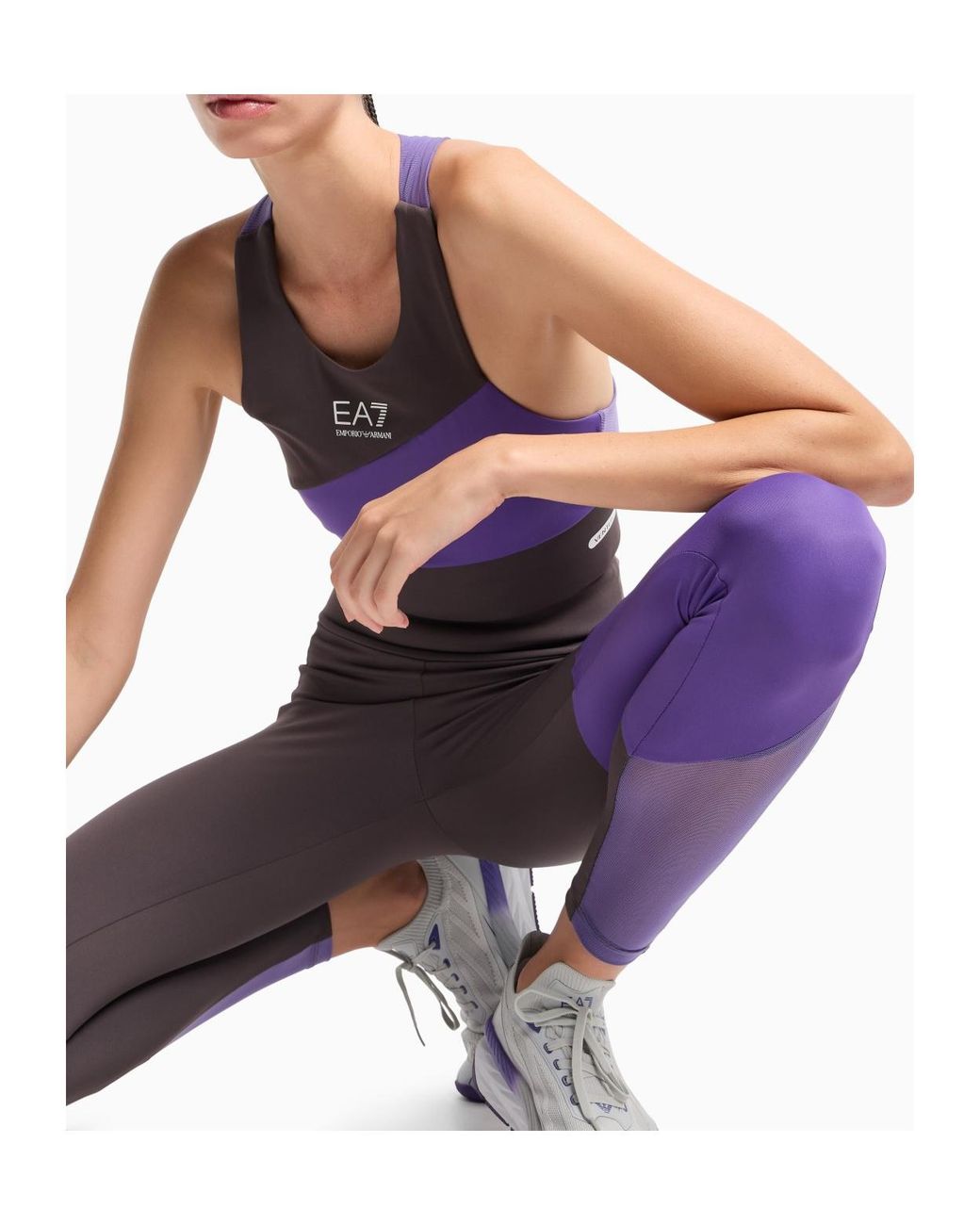 EA7 Purple Dynamic Athlete Logo Print Sports Bra