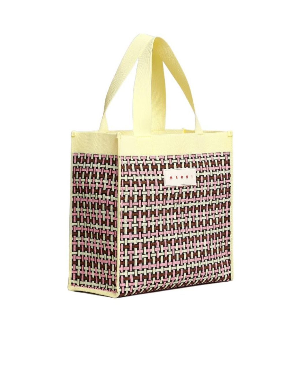 Marni White Light And Jacquard Shopping Bag