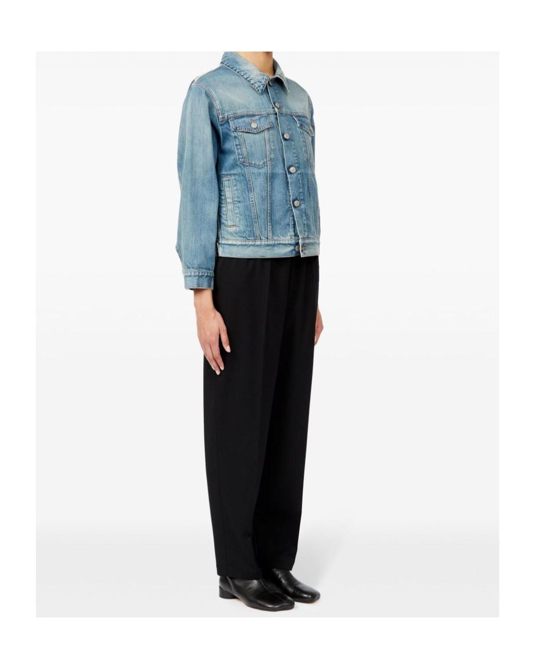 MM6 by Maison Margiela Blue Denim Distressed Jacket