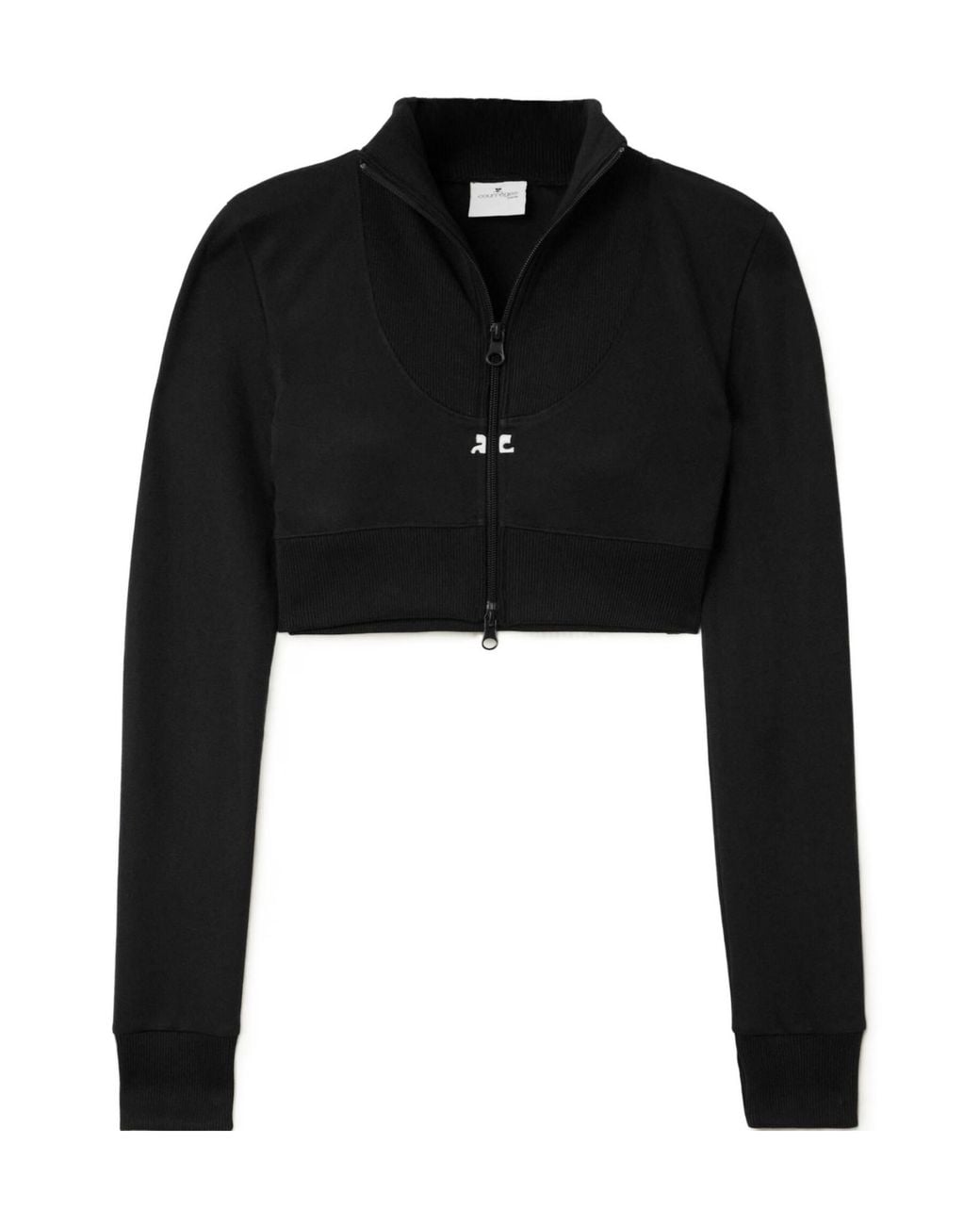 Courreges Black Cropped Ribbed Jersey Jacket