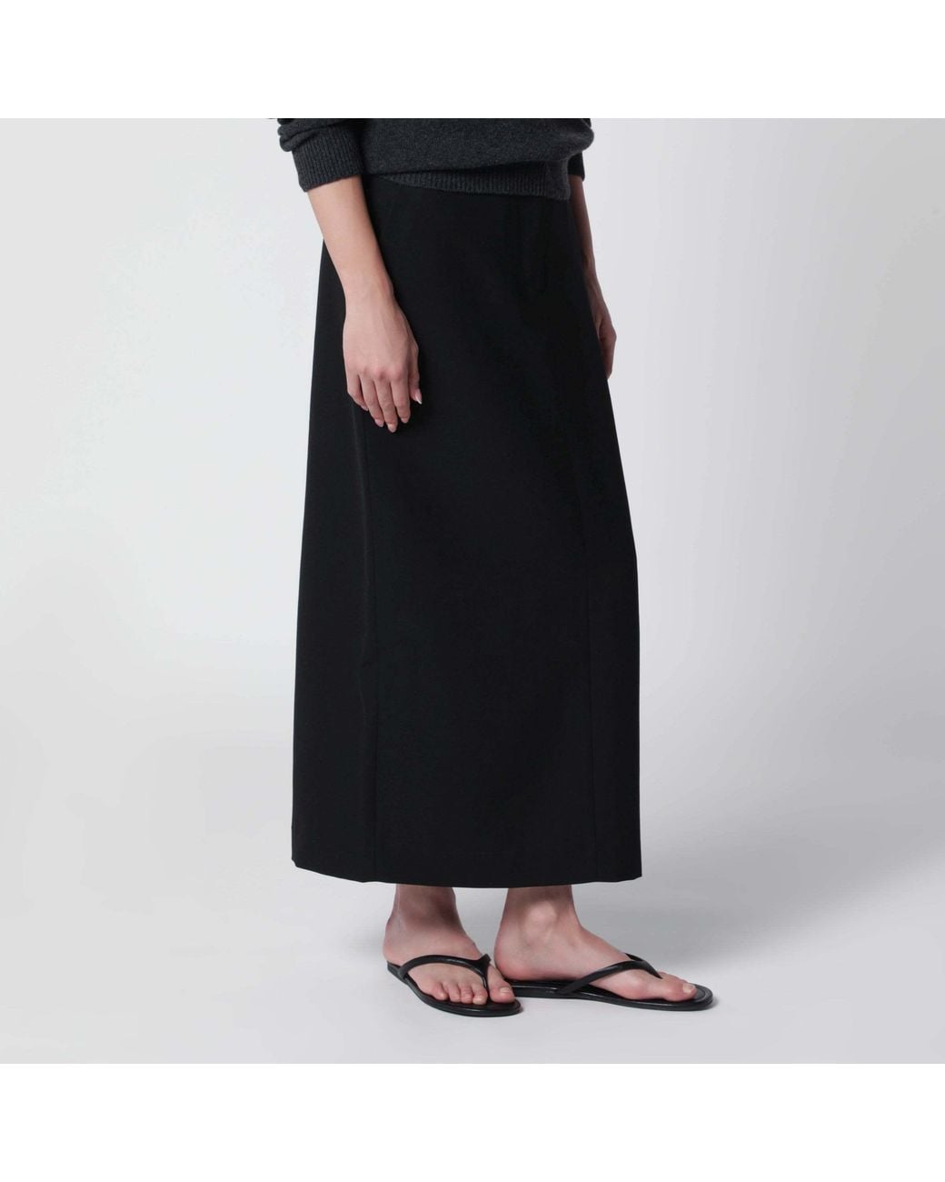 Totême Black Belt Loop Midi Skirt