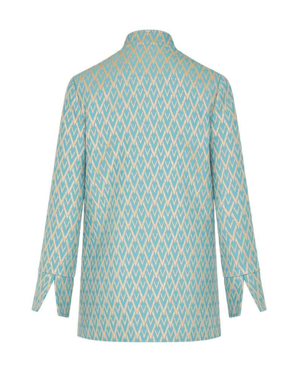 Valentino Blue Long-Sleeved Casual Jacket