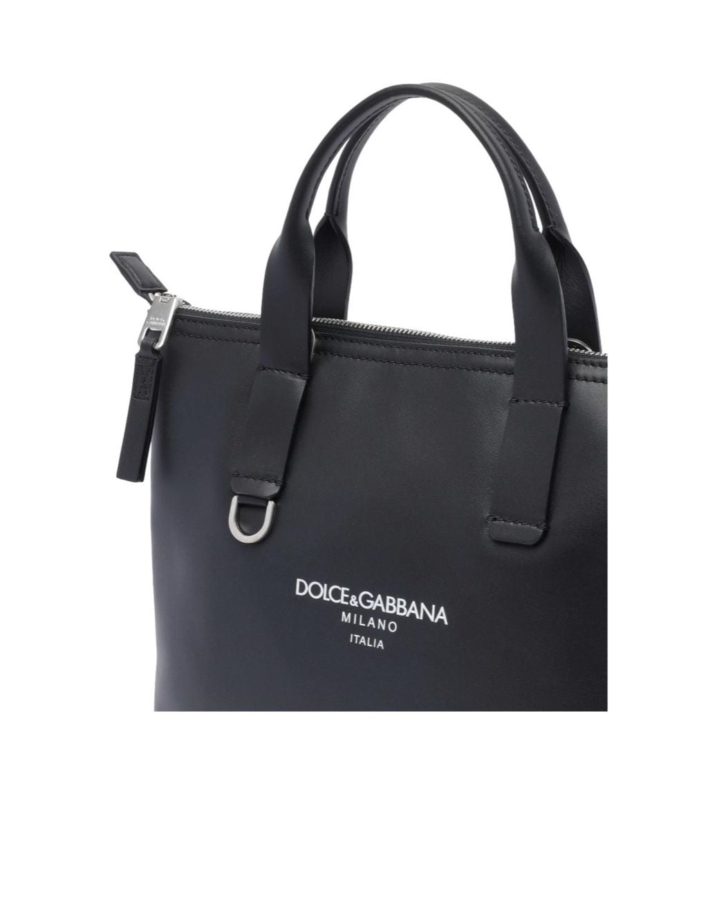 Dolce & Gabbana Black Logo Printed Zipped Small Tote Bag