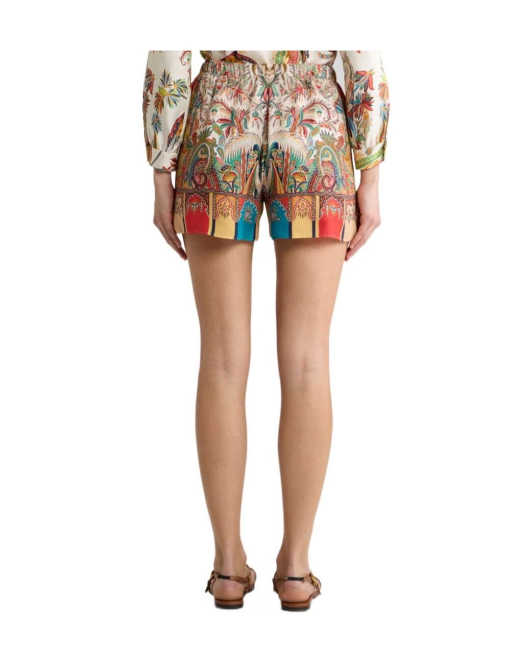 Etro Red Paisley Print Shorts