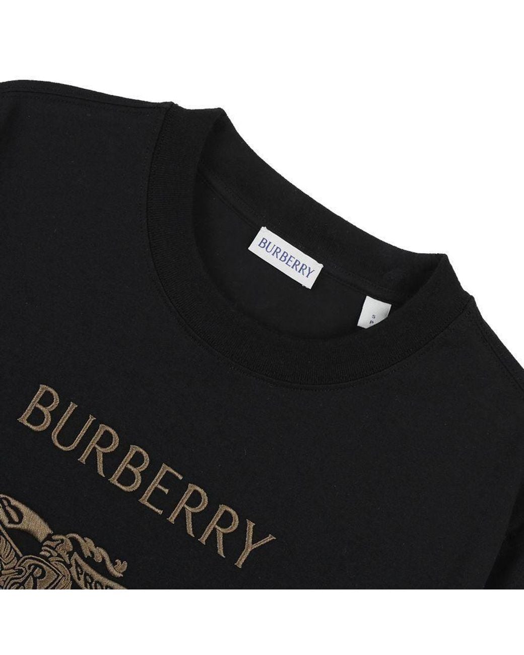 Burberry Black T-Shirt With Embroidered Logo for men
