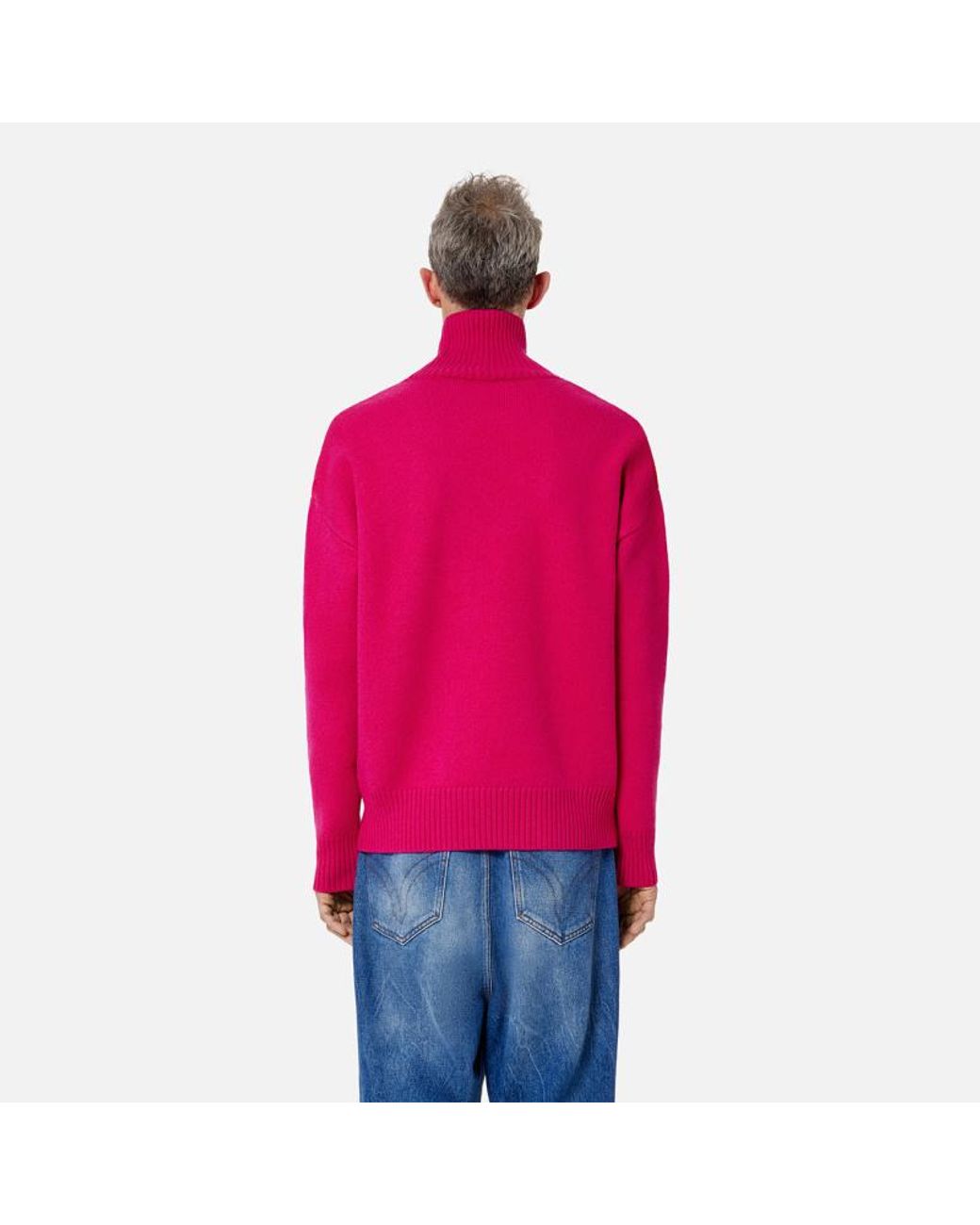 AMI Pink Ami De Coeur Roll-Neck Jumper for men