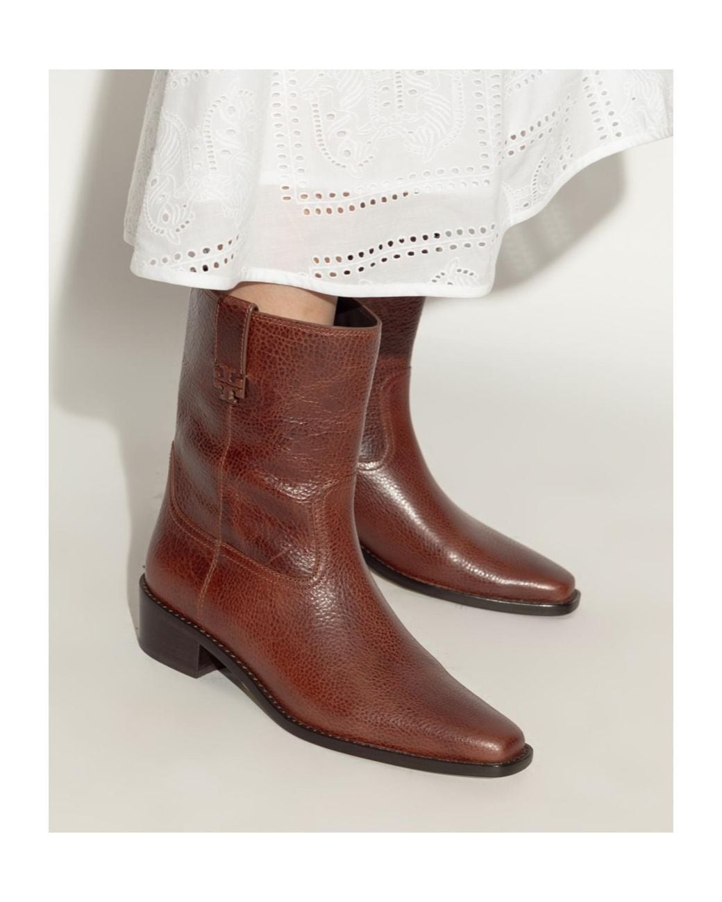 Tory Burch Brown 40Mm Pointed-Toe Leather Ankle Boots