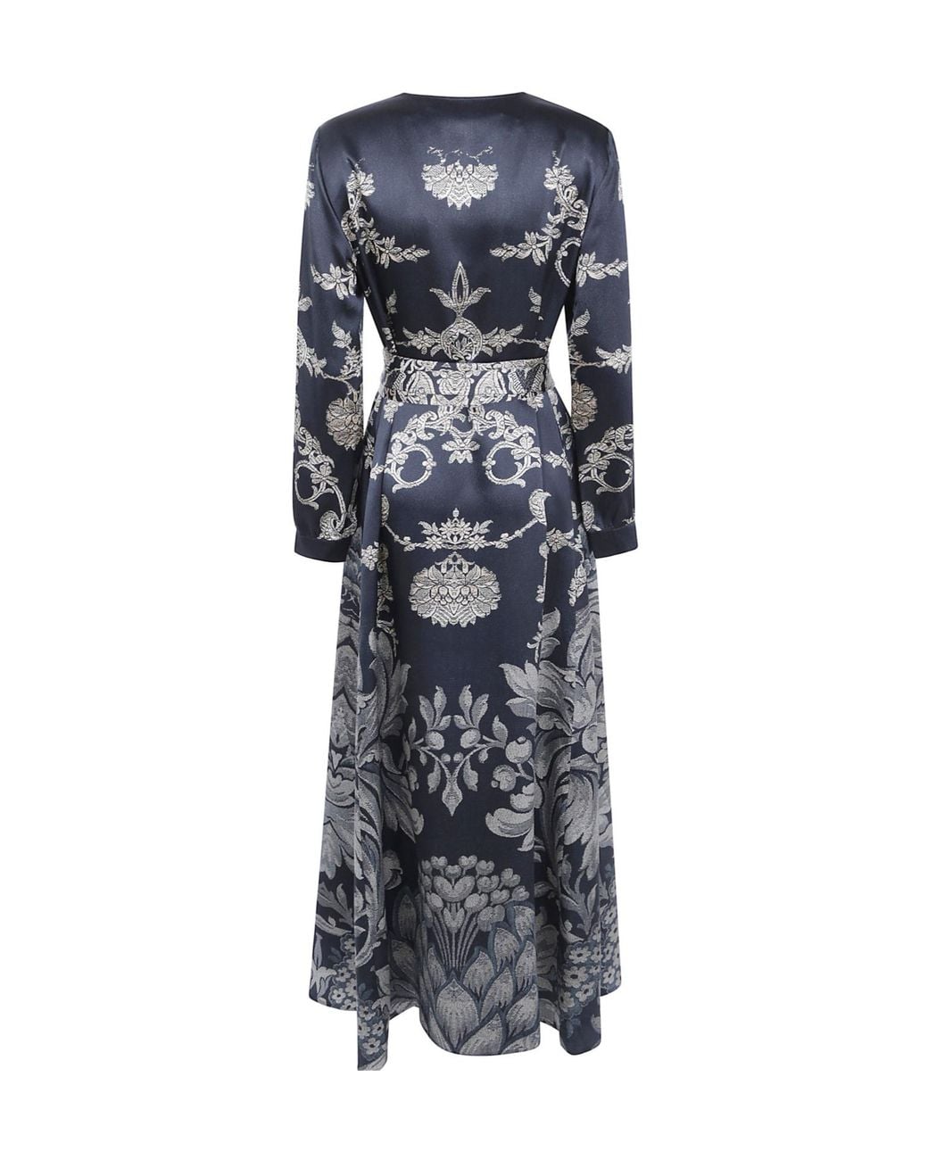 Pierre Louis Mascia Blue Floral-Print Silk-Satin Midi Dress