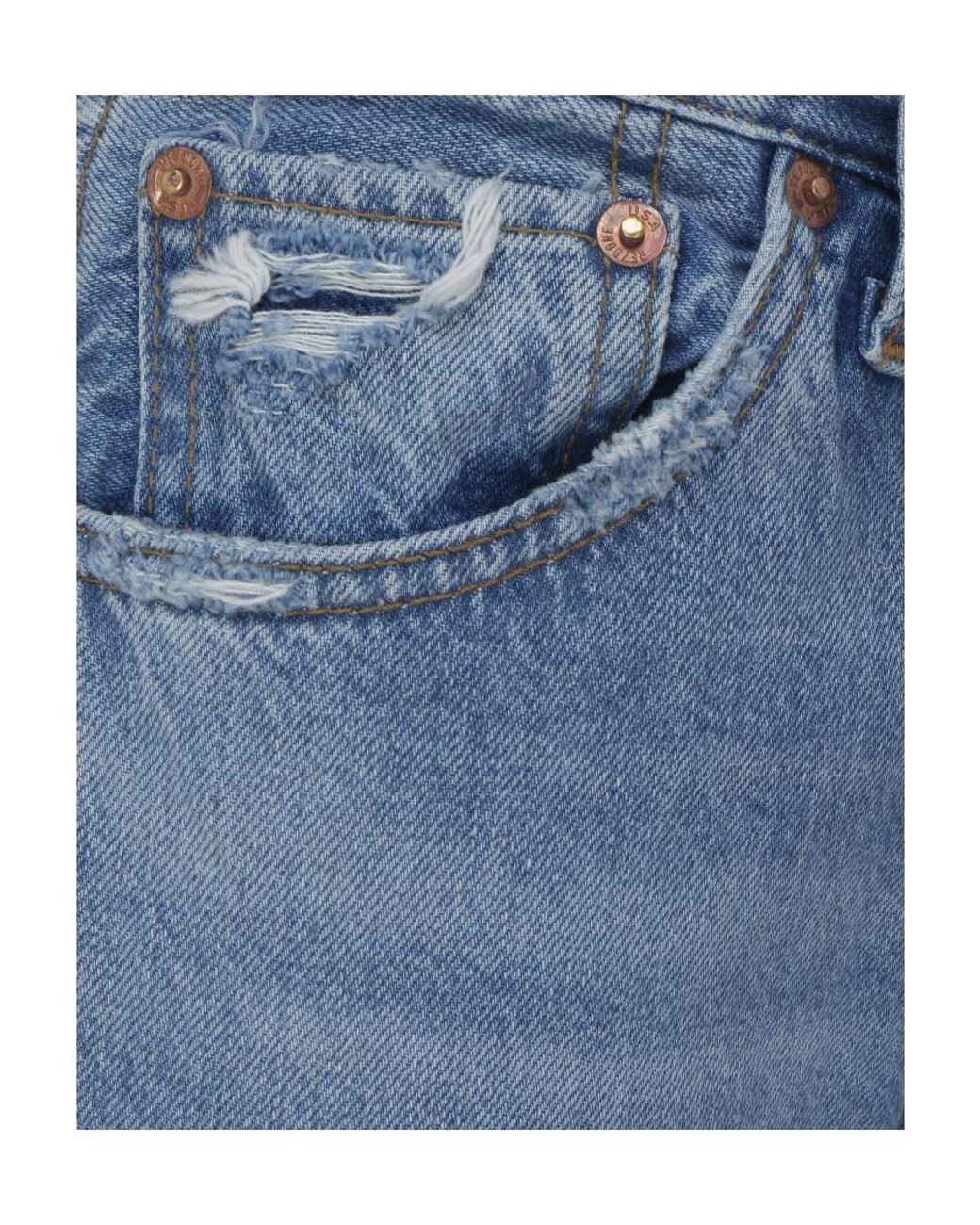 Re/done Blue Classic High-Rise Straight Jeans