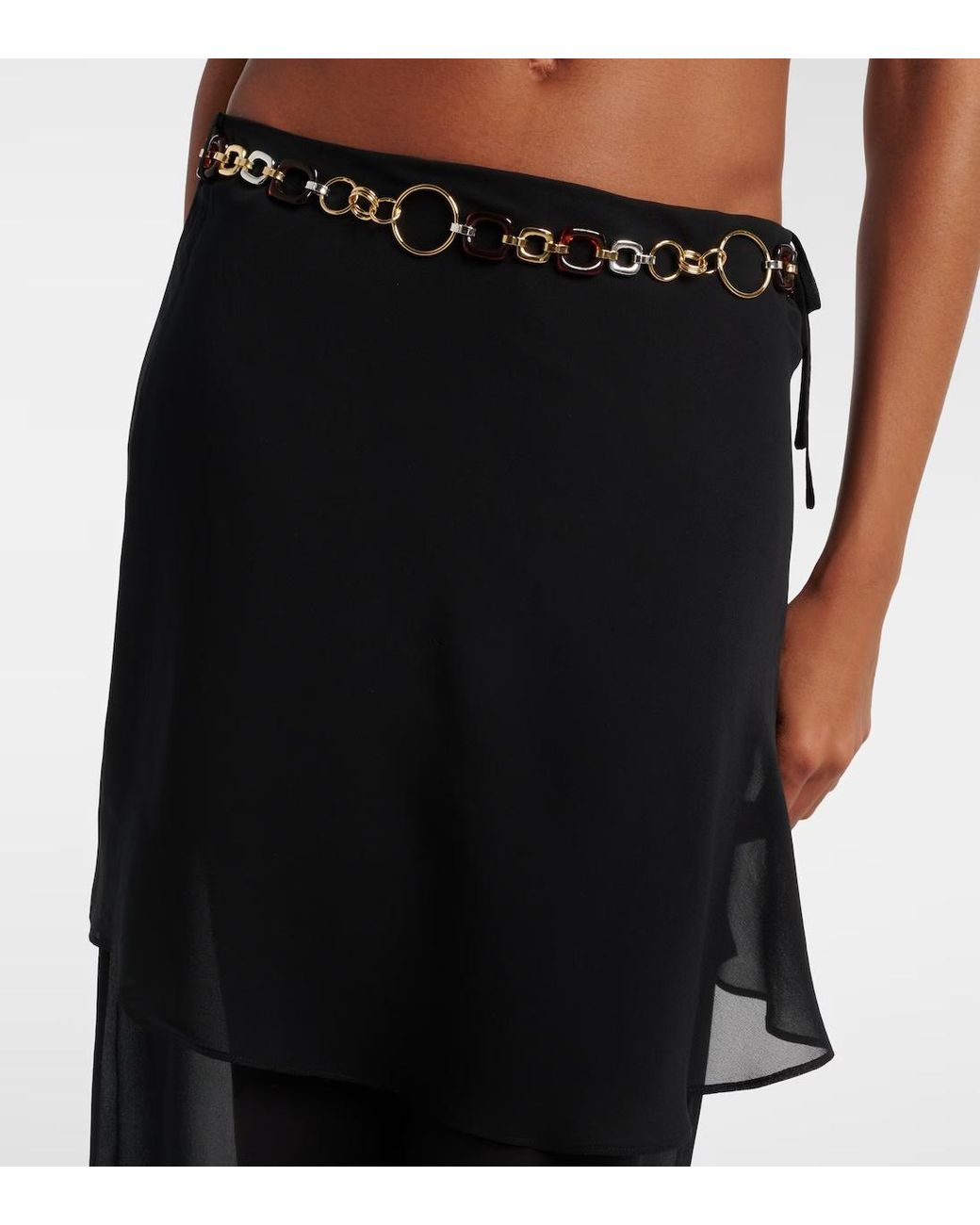 Christopher Esber Black Belted Silk Wide-Leg Pants