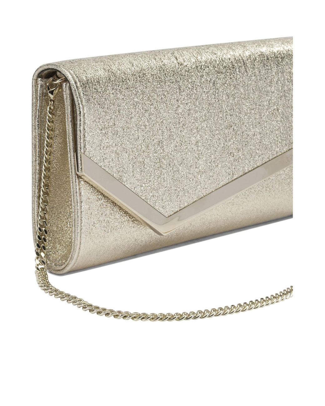 Jimmy Choo Natural Emmie Glitter Clutch Bag