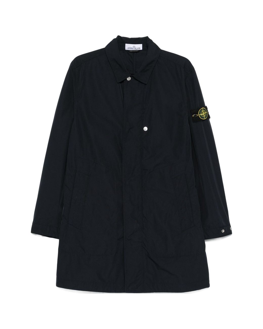 Stone Island Blue Compass-Badge Long-Sleeved Parka for men