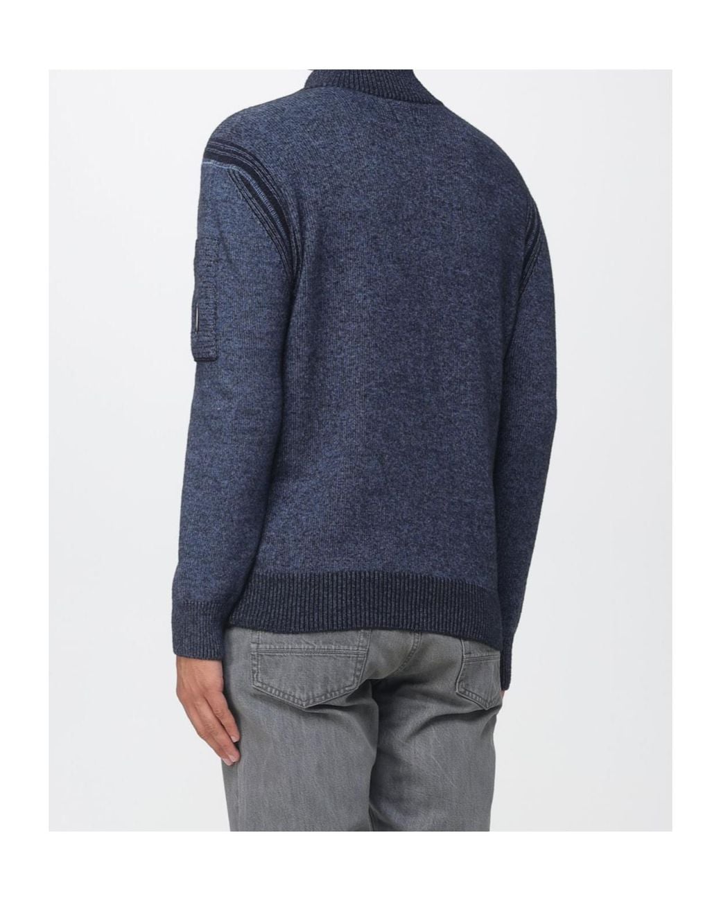 C P Company Blue Half Zip Knitted Sweater for men