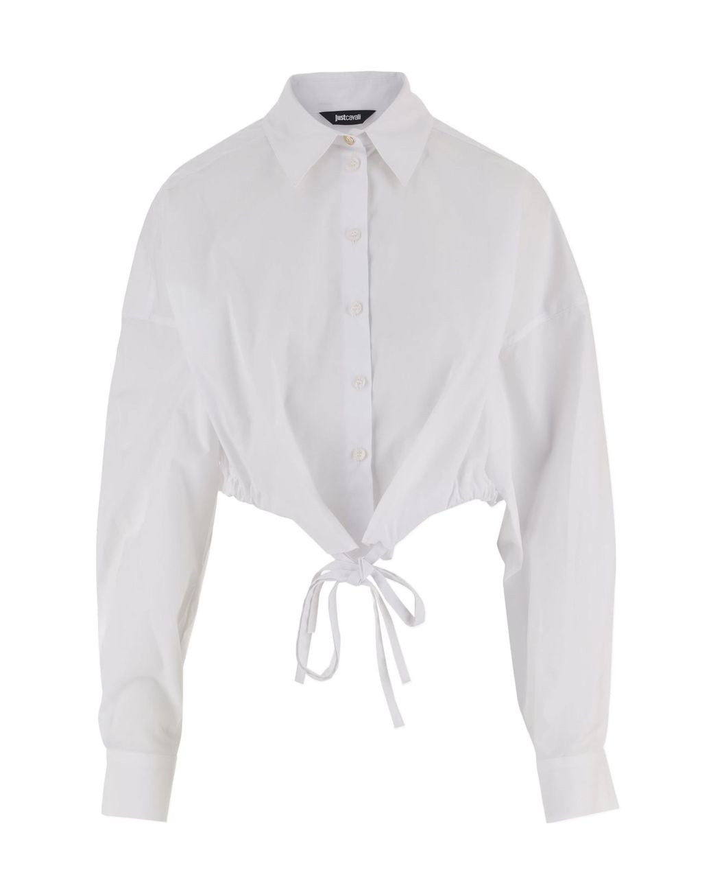 Just Cavalli White Drawstring Hem Cropped Shirt