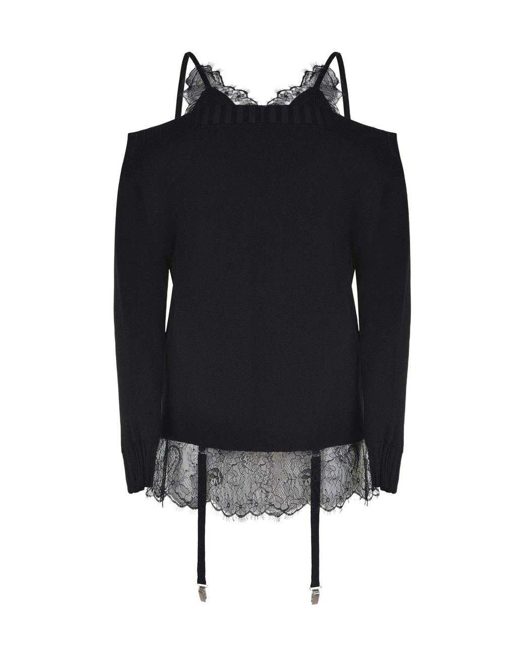 GIUSEPPE DI MORABITO Black Lace-Trim Knitted Dress