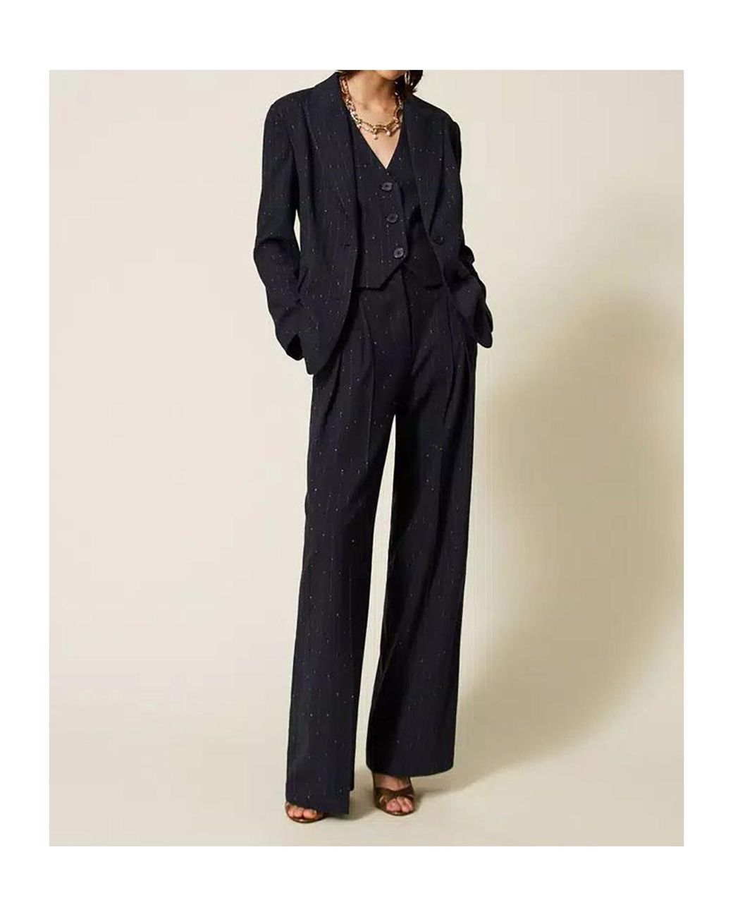 Twinset Blue Pinstriped Blazer