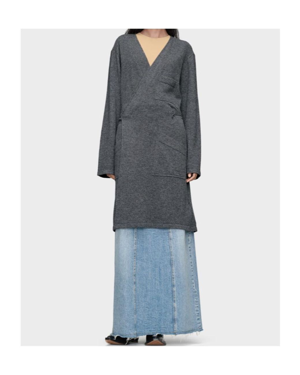 Maison Margiela Gray Wrap-Style V-Neck Cardigan