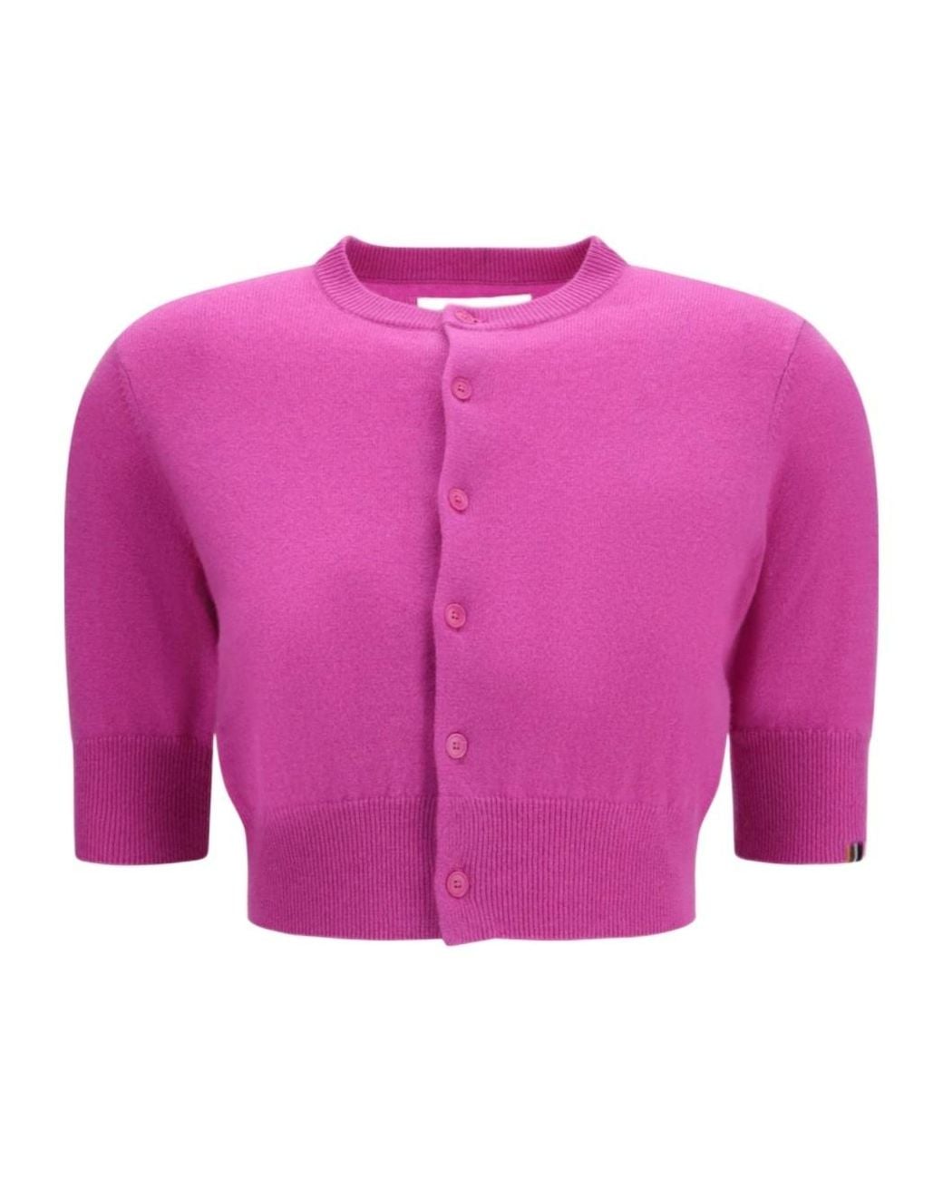 Extreme Cashmere Pink Crew Neck Cashmere Knit Cardigan