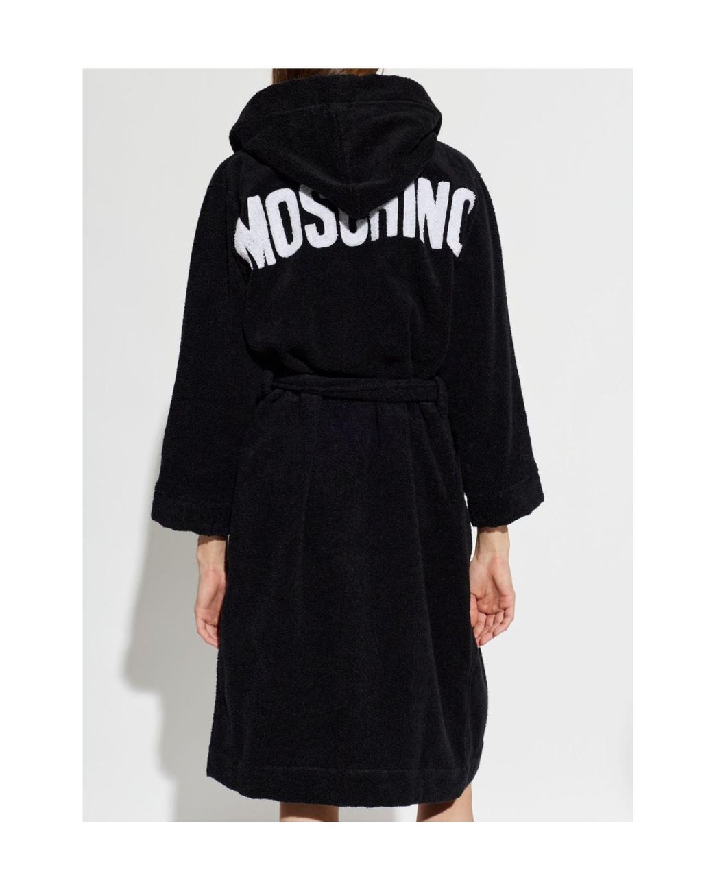 Moschino Black Logo Hooded Bathrobe
