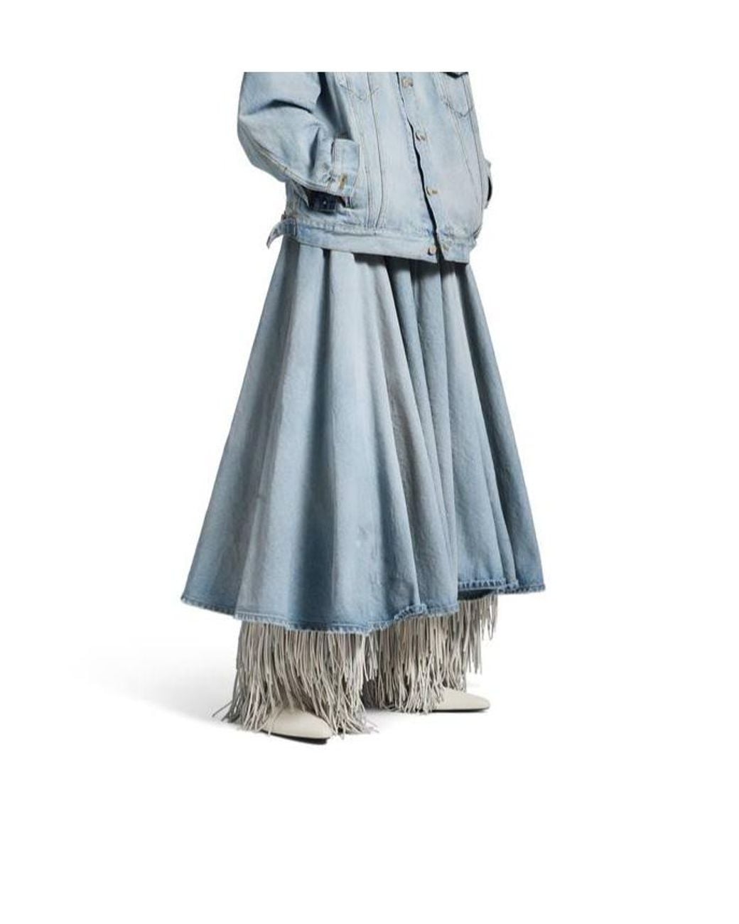 Balenciaga Blue Cotton Maxi Skirt