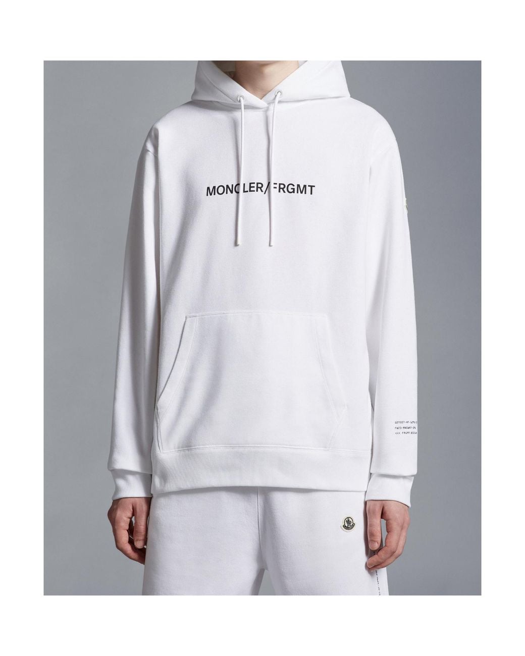 Moncler White Floral Motif Hoodie for men