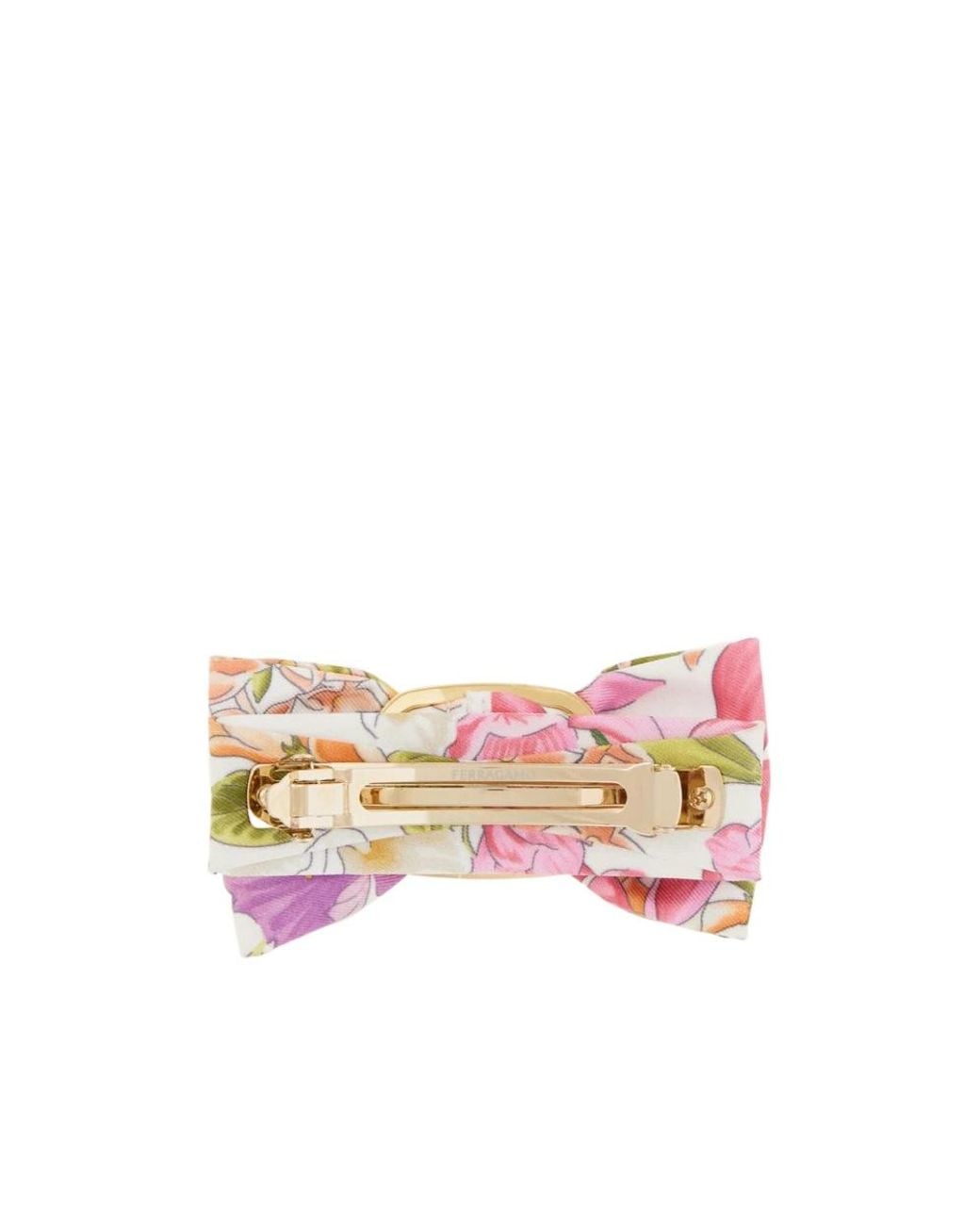 Ferragamo Metallic Spring Print Vara Bow Hair Clip