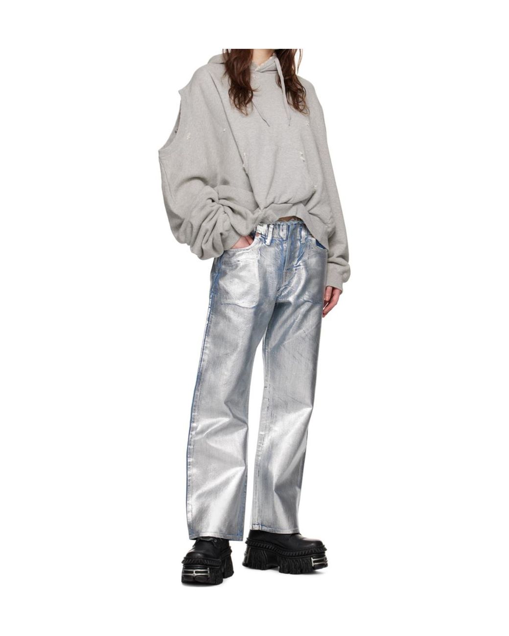 Doublet White Coated Belt Loop Jeans