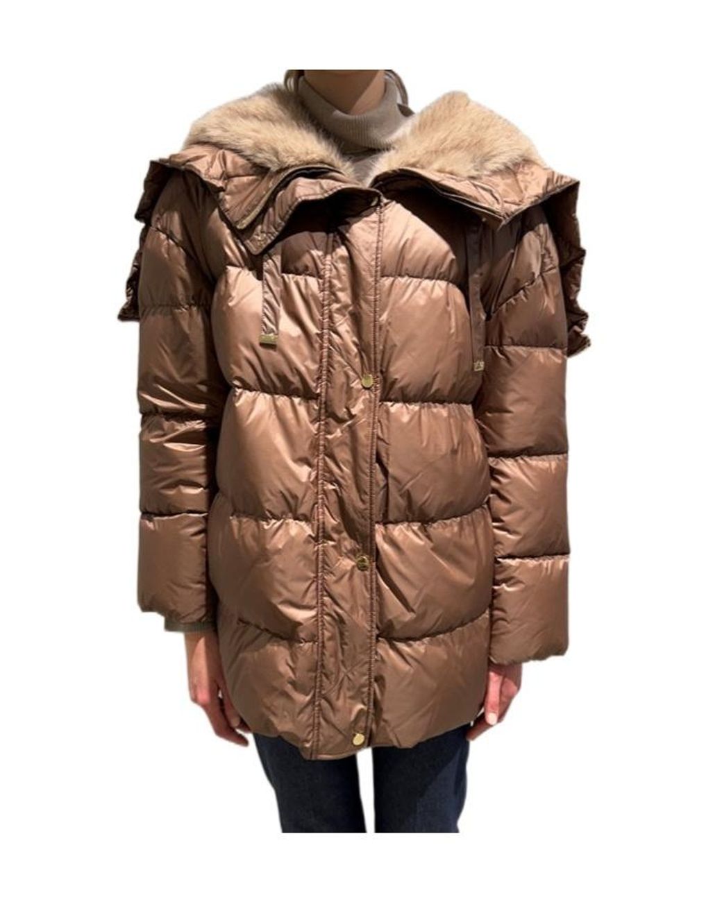 Max Mara Brown Long-Sleeved Cotton-Padded Jacket