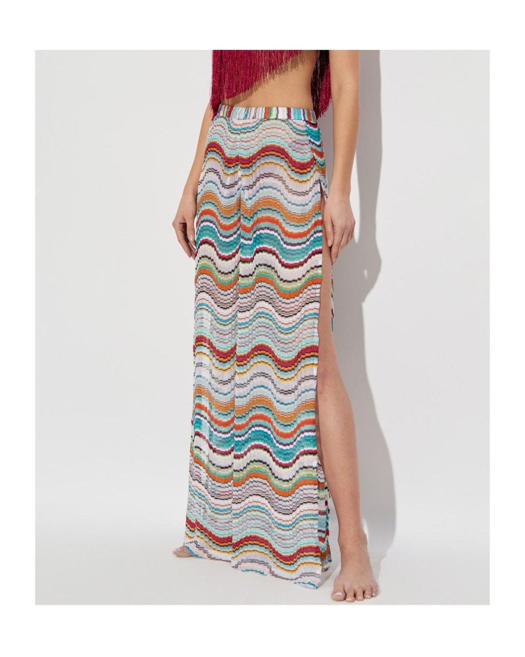 Missoni Gray Side Slit High-Waisted Trousers