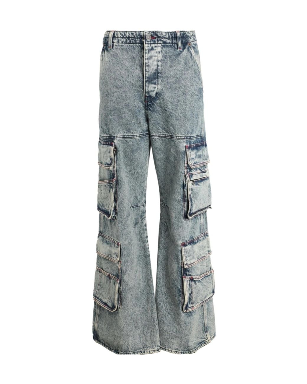 DIESEL Gray Mediumblue Denim Cargo Pants