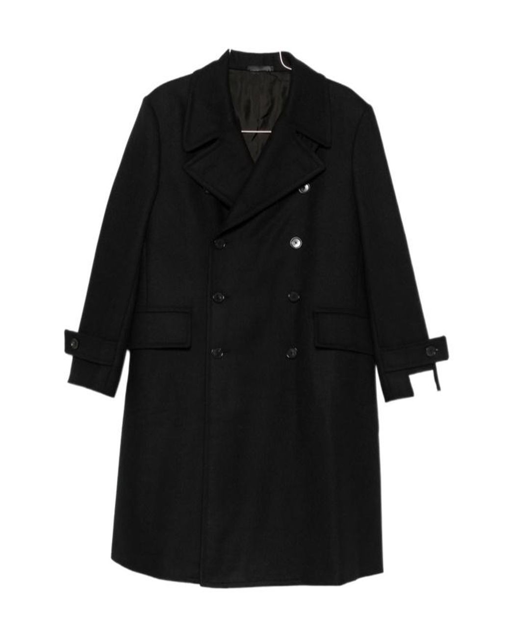 Caruso Black Corsaro Double-Breasted Coat for men
